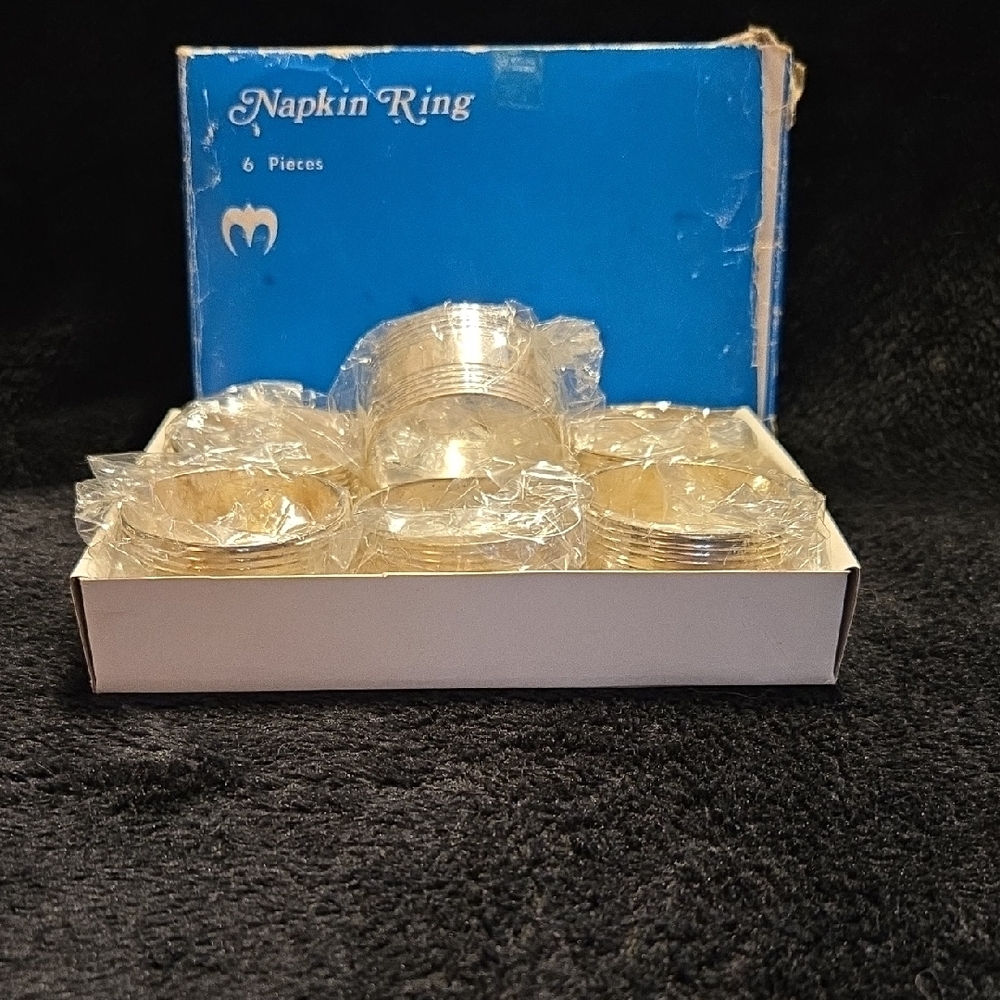 Vintage Elegant Silver Plated Brass Napkin Rings - Set of 6